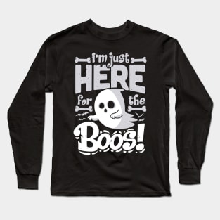 Funny Halloween Im Just Here For The Boos Drinking Ghost Long Sleeve T-Shirt